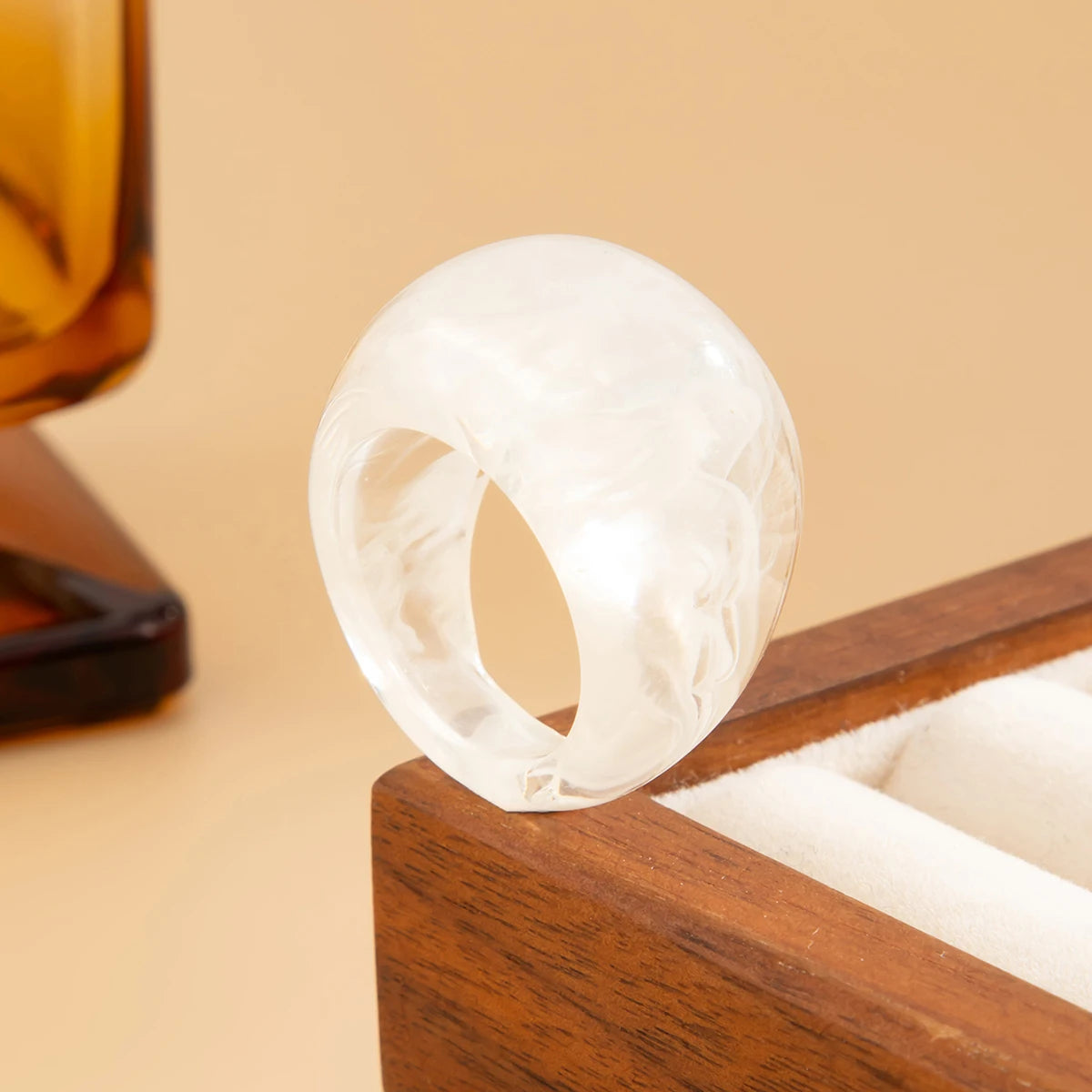 Salircon Y2K Korean Simple Resin Acrylic Rings Women Trendy Round Big Kpop Finger Knuckle Rings Aesthetic Jewelry Female Gifts