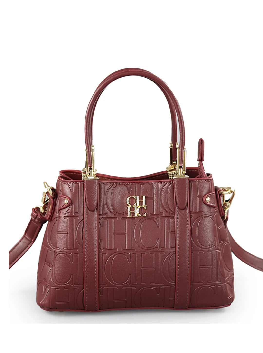 CH Women's Fashion Embossed Handbag Luxury PU Leather Top Handle Crossbody Bag 2026 New Gold Hardware Ladies Shoulder Bag