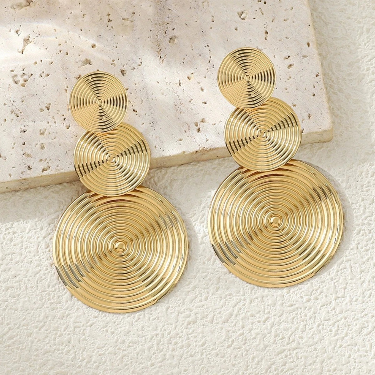 Trendy Stylish Dangle Earrings Trio Circle Design Daily Outfits Party Accessories Fashionable Stuff RED Orange Big Earrings