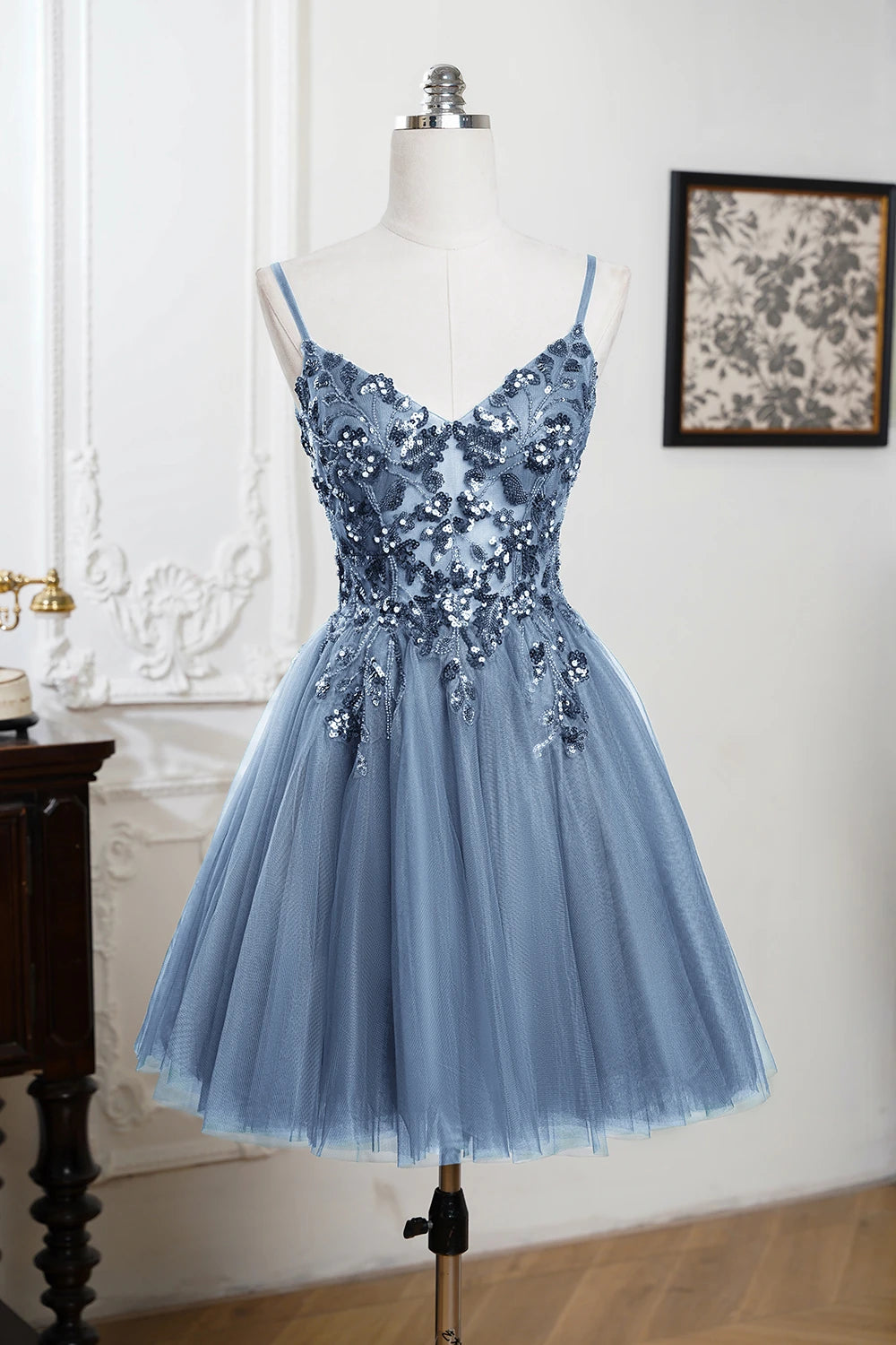 MisShow Green Lace Short Prom Dresses 2025 Sexy  Sequins Tulle Side Slit Short Evening Dress for Wedding Guest 2026
