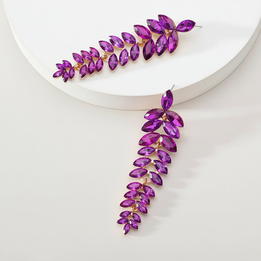 Leaf Shiny Glss Decor Dangle Drop Earrings