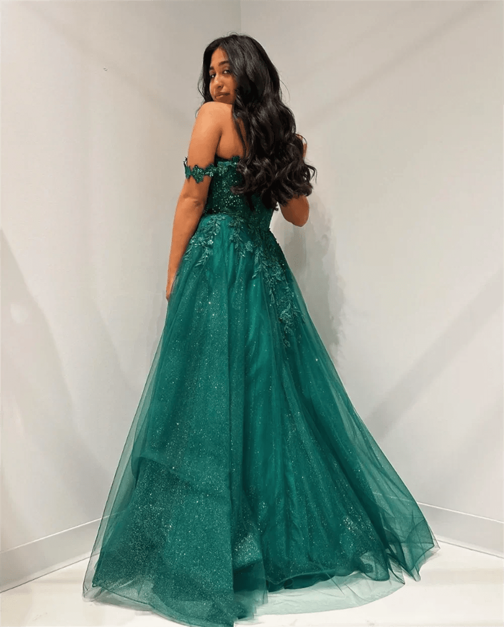 Glitter Embroidered Tulle Prom Dresses Green Graduation Prom Dress Formal Party Dresses Vestidos De Noche Customized - TrendNest