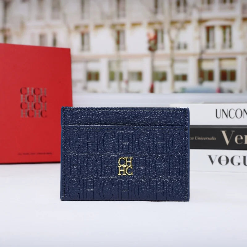 New Fashion CH Embossed Card Holder Slim Minimalist Credit Card Wallet for Women & Men Portable ID Card Case with Multiple Slots