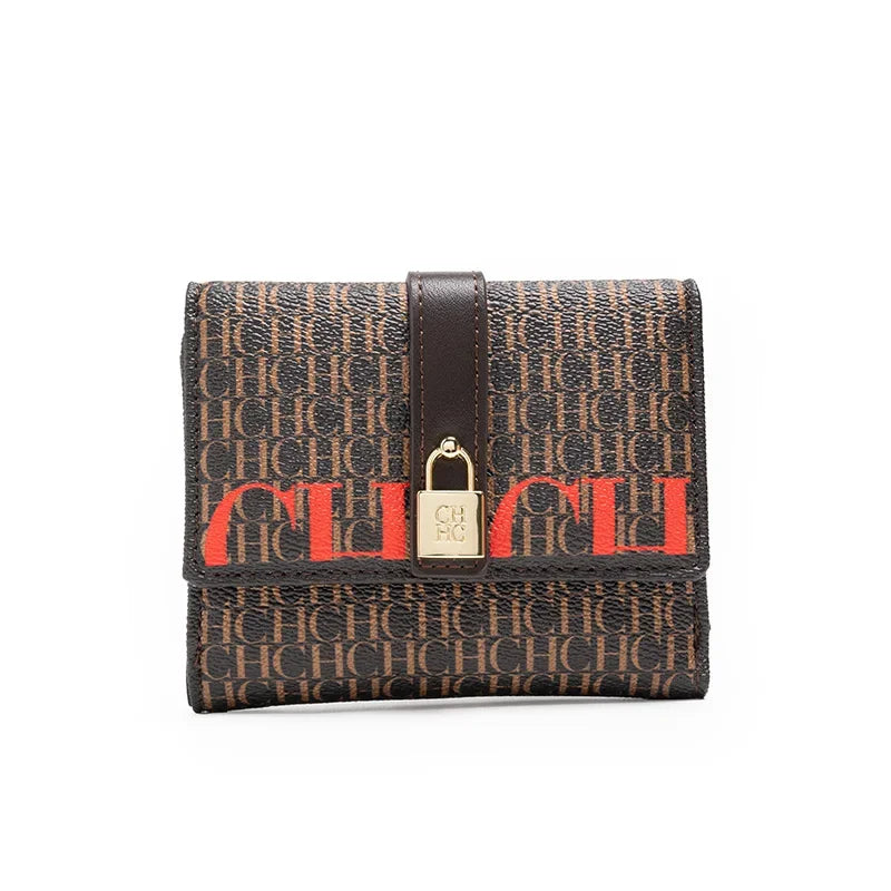 CH Fashion Versatile Letter Print Design Wallet Premium Feeling Wallet High Quality Standard Wallet Ladies Temperament Style Car