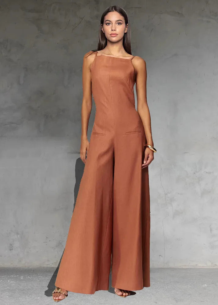 New Style 2025 Elegant Women's Summer Jumpsuit Lady Romper Wide Leg Overall Casual Loose Sleeveless Bodysuit Vacation Jumpsuits