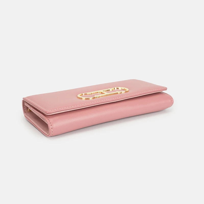 CH Womens Long Wallet Clutch Purse with Gold Metal Logo Large Capacity Card Holder Coin Purse for Ladies