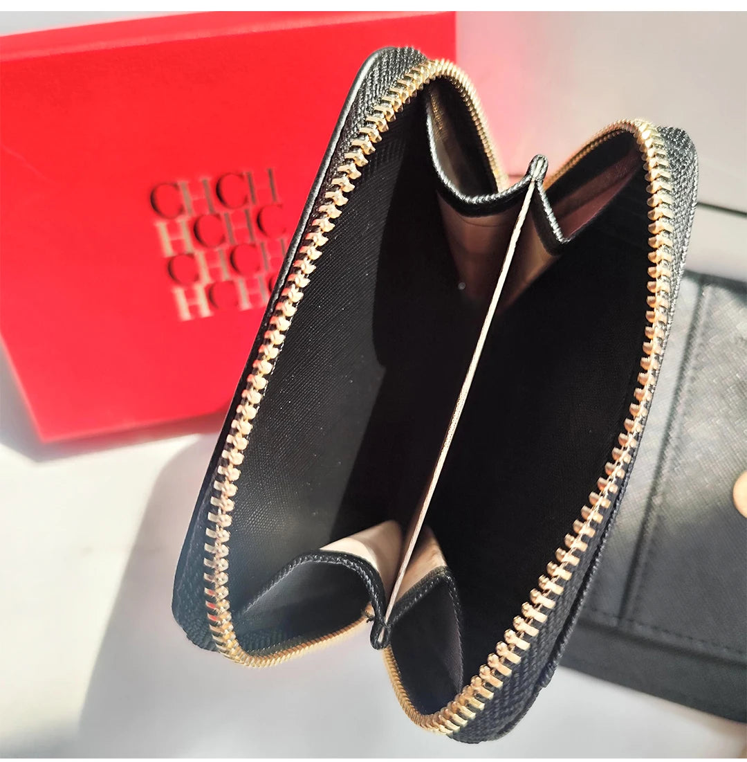 CH New Women's Wallet Exquisite Luxury Brand Short Solid Color Coin Women's Wallet High-quality PU Material Exquisite Brand Logo