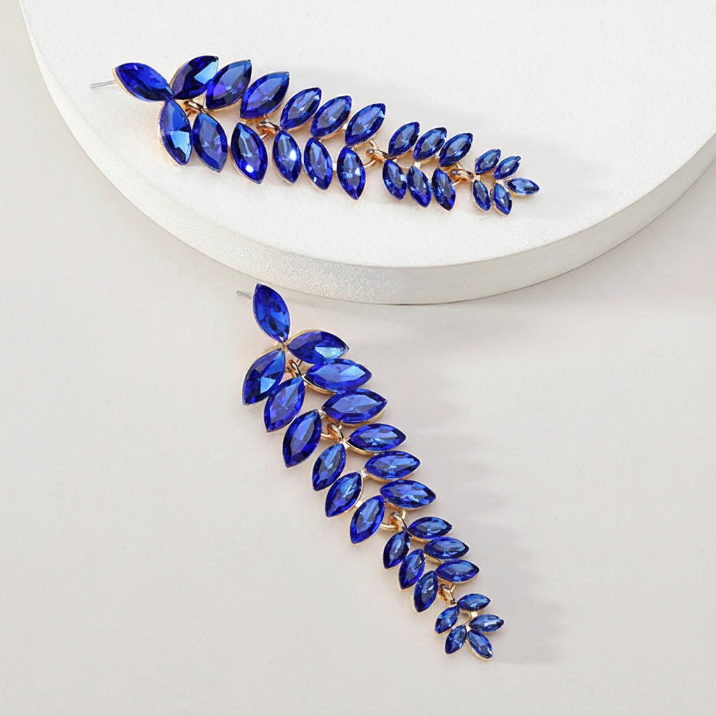 Leaf Shiny Glss Decor Dangle Drop Earrings