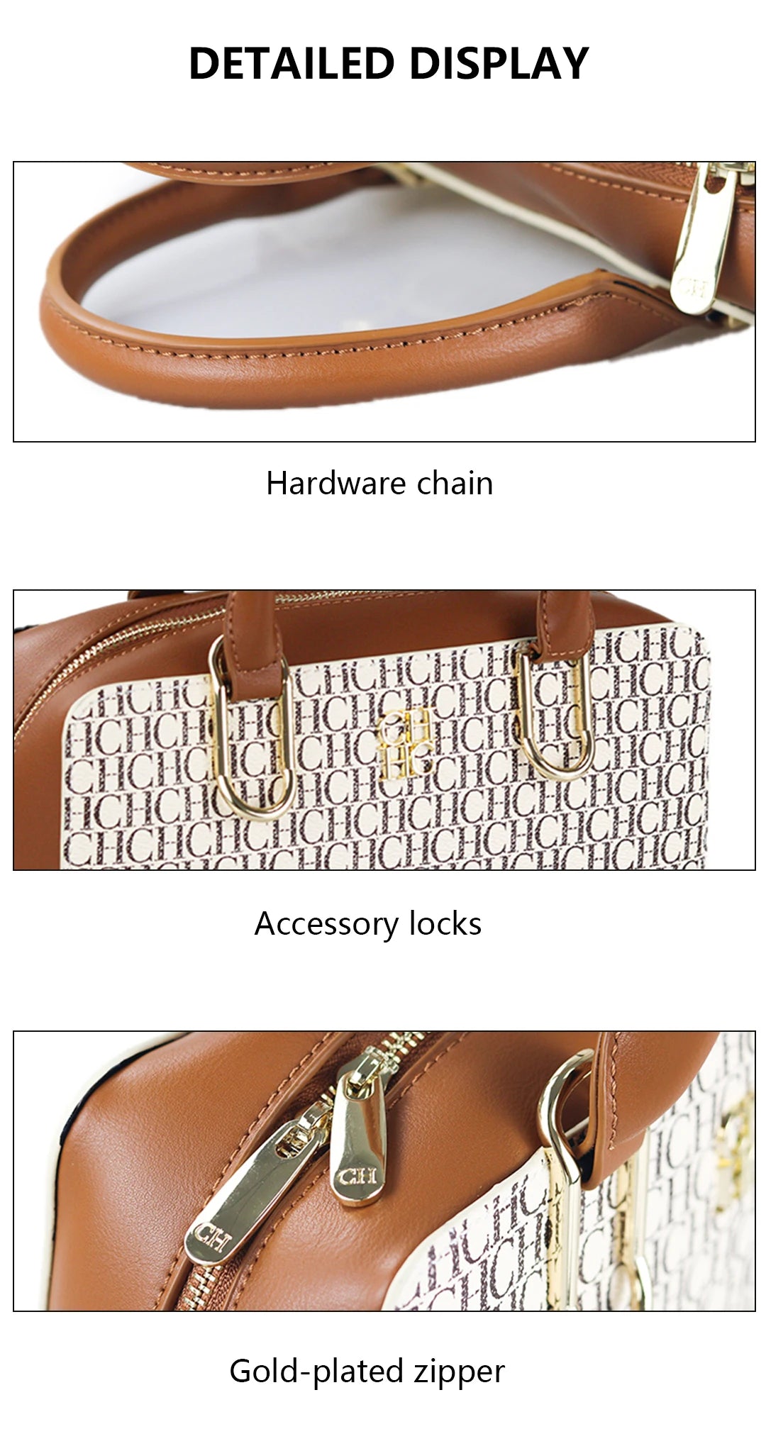 CH Luxury Boston Bag Women Woven Texture PU Leather Top Handle Handbag Metal Hardware Zipper Shoulder Bag for Daily Commute