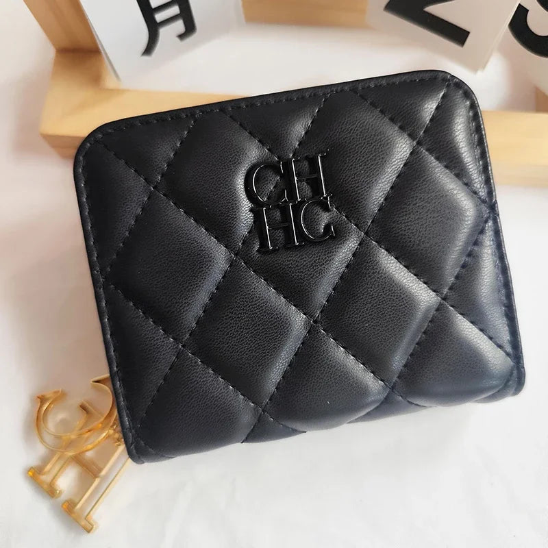 CH New Women's Wallet Exquisite Luxury Brand Short Solid Color Coin Women's Wallet High-quality PU Material Exquisite Brand Logo