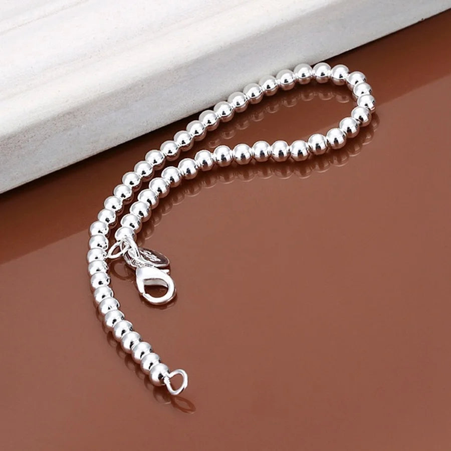 925 Sterling Silver Bracelets  Fashion Jewelry Charm Women Chain Lady Wedding 6MM Beads  Factory Price