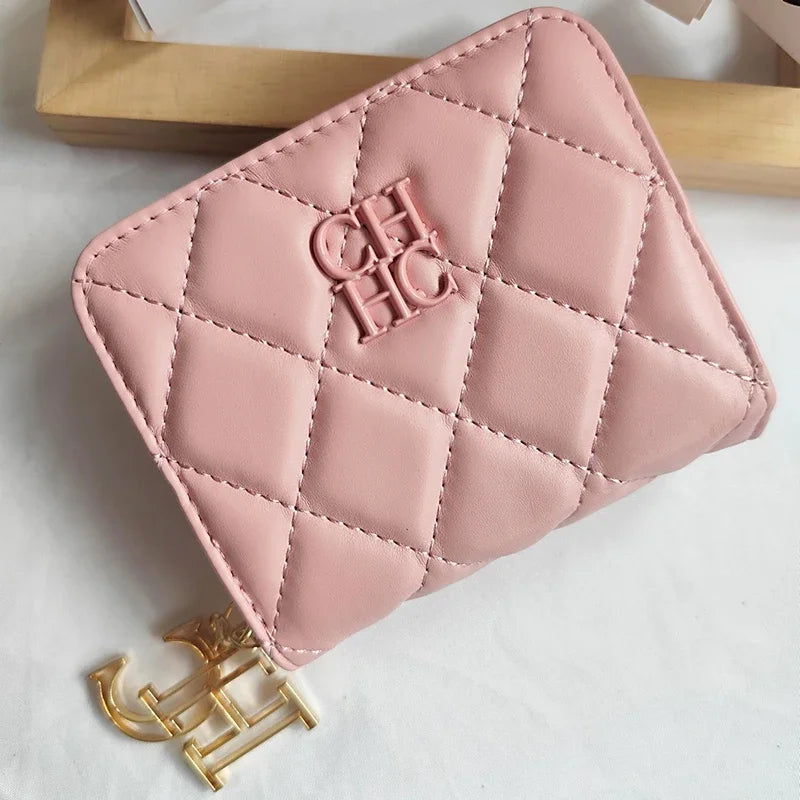 CH New Women's Wallet Exquisite Luxury Brand Short Solid Color Coin Women's Wallet High-quality PU Material Exquisite Brand Logo