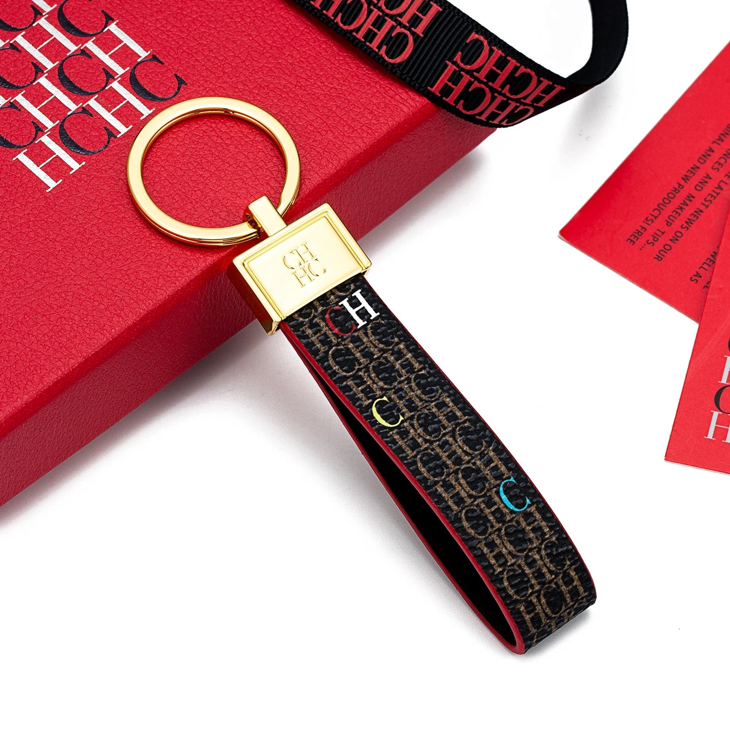 CH Niche High-end Keychain Leather Keychain Unique Printing Design Fashion Keychain Simple and Exquisite Style Gifts