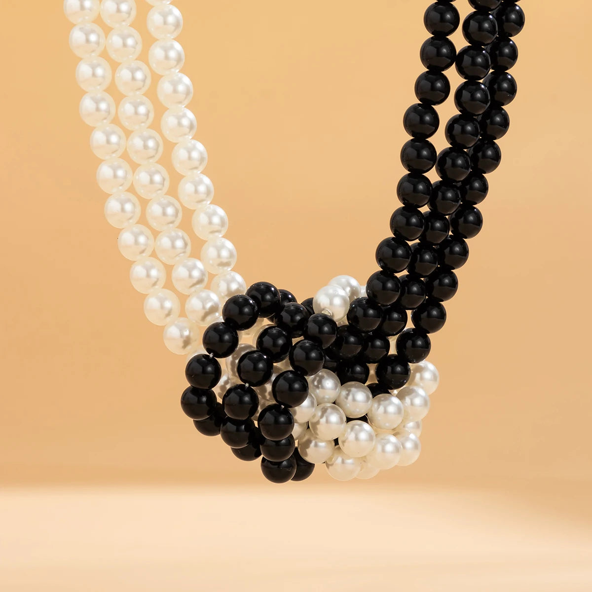 Salircon Gothic Multi-layer Imitation Pearl Chain Necklace Punk Knot Bead Chain Choker Necklace Women's Banquet Party Jewelry