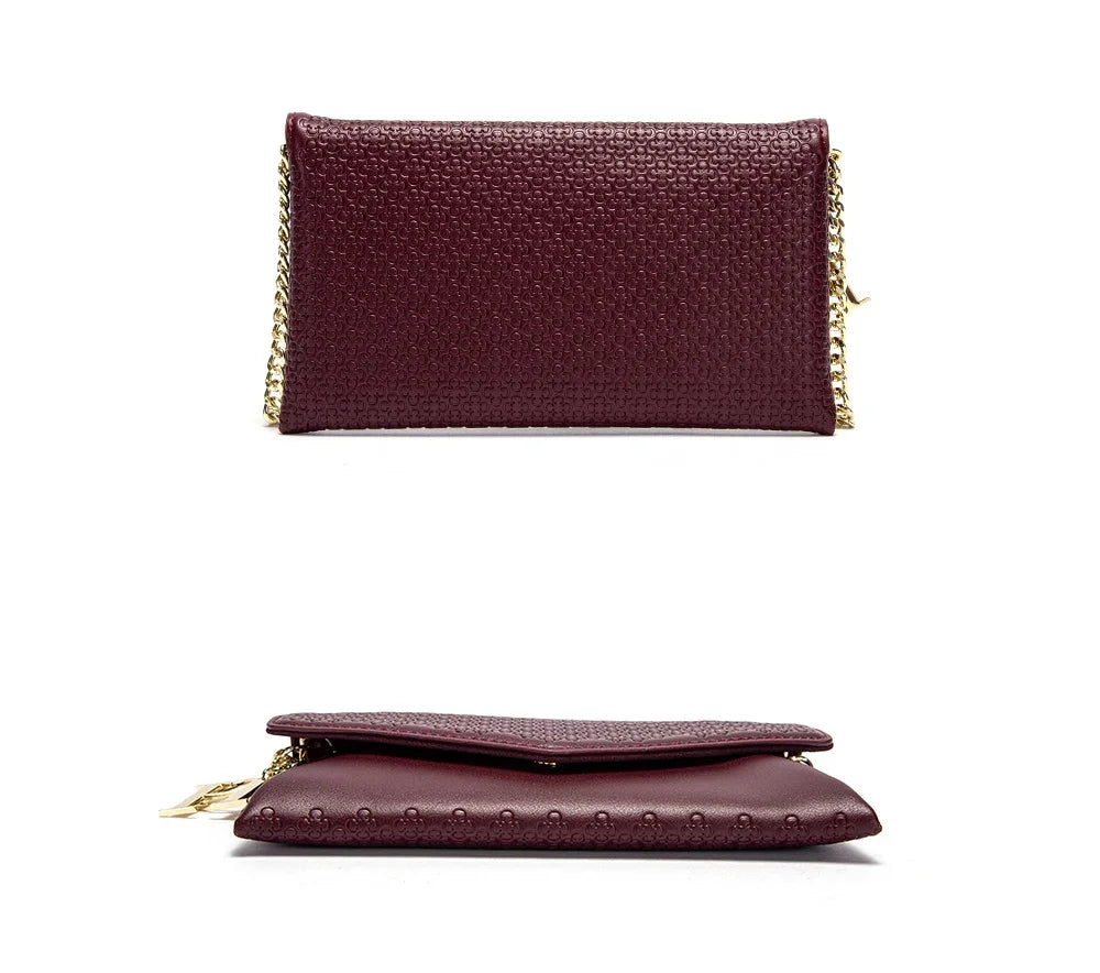CH Women's Crossbody Bag Stylish Textured Leather Clutch Gold Chain Logo Detail Evening Party Purse Must Have Hot Sale