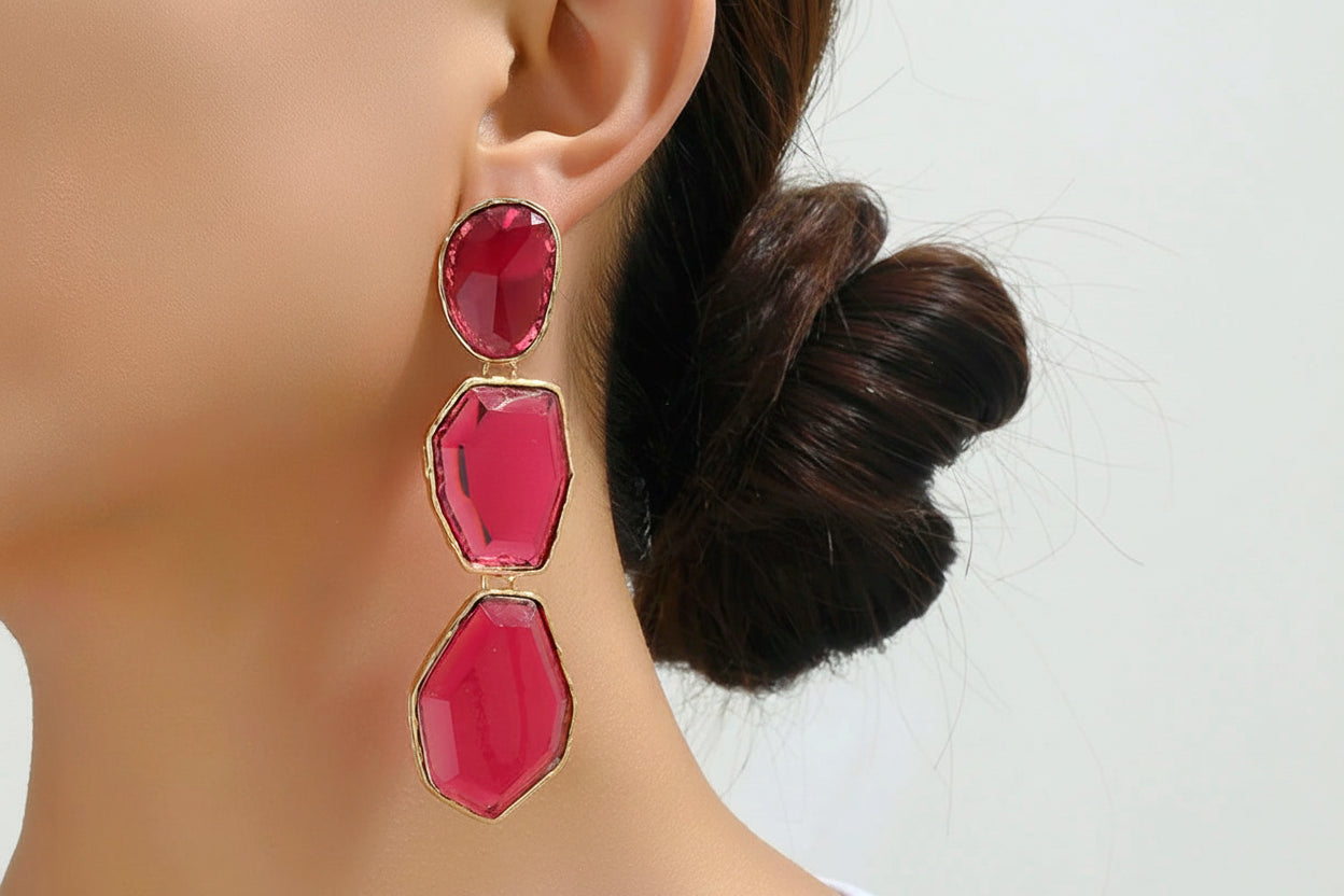 Creative Design Popular Luxury Geometric Resin Charm Long Dangle Drop Earrings For Women Trend Unusual Pendant Jewelry Gift