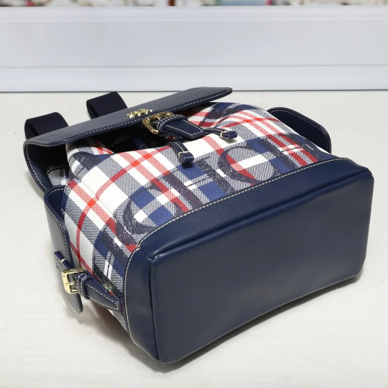 CH Brand Plaid Backpack Women Fashion Casual Large Capacity Stylish Durable Backpack Female Student School Daily Travel