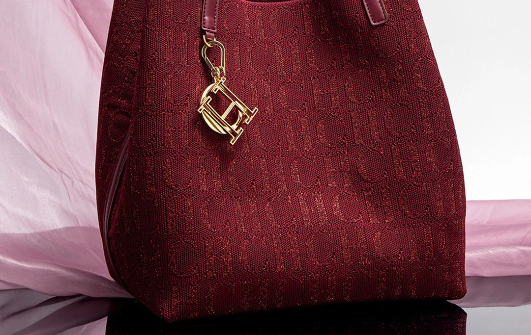 CH Trendy Solid-Color Women's Bucket Bag - Large Capacity Letter Print Design with Detachable Strap Inner Card Pockets Handbag