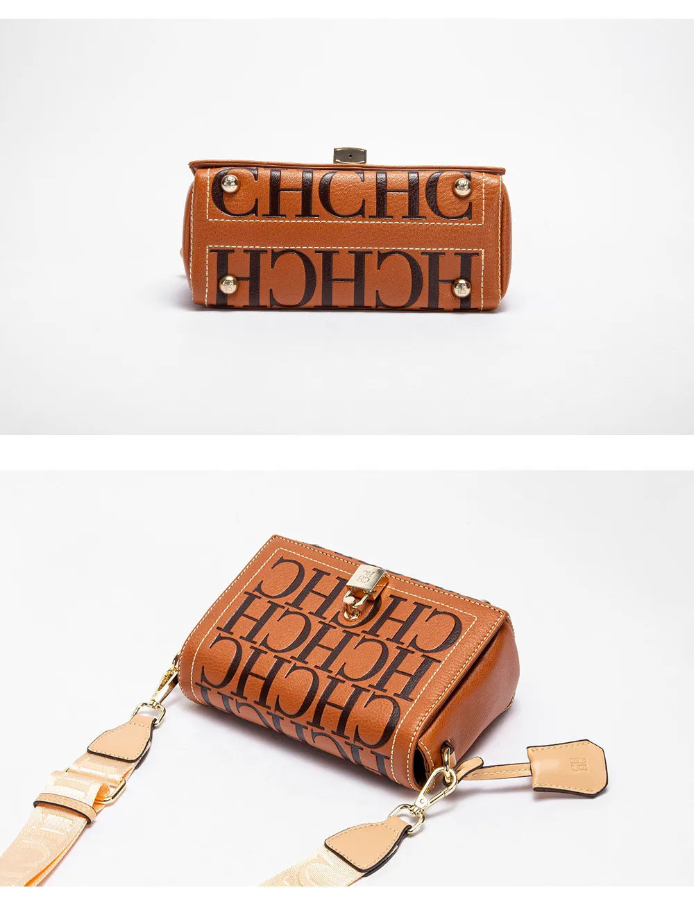 Fashion Design Model Metal Accessories Buckle Women's Shoulder Bag Luxury Brand 2025 New Fashion Solid Colour Printed Head Bag