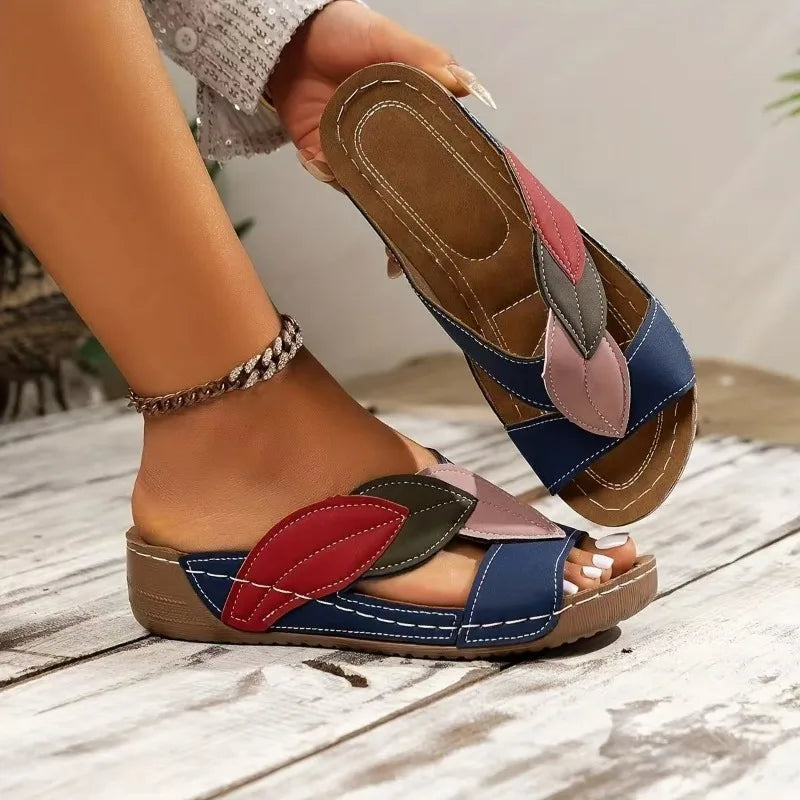 Leather Soft Soled Sandals for Women in Summer 2025, Lightweight Comfortable Non Slip Flat Bottomed Slippers Sandalias De Mujer