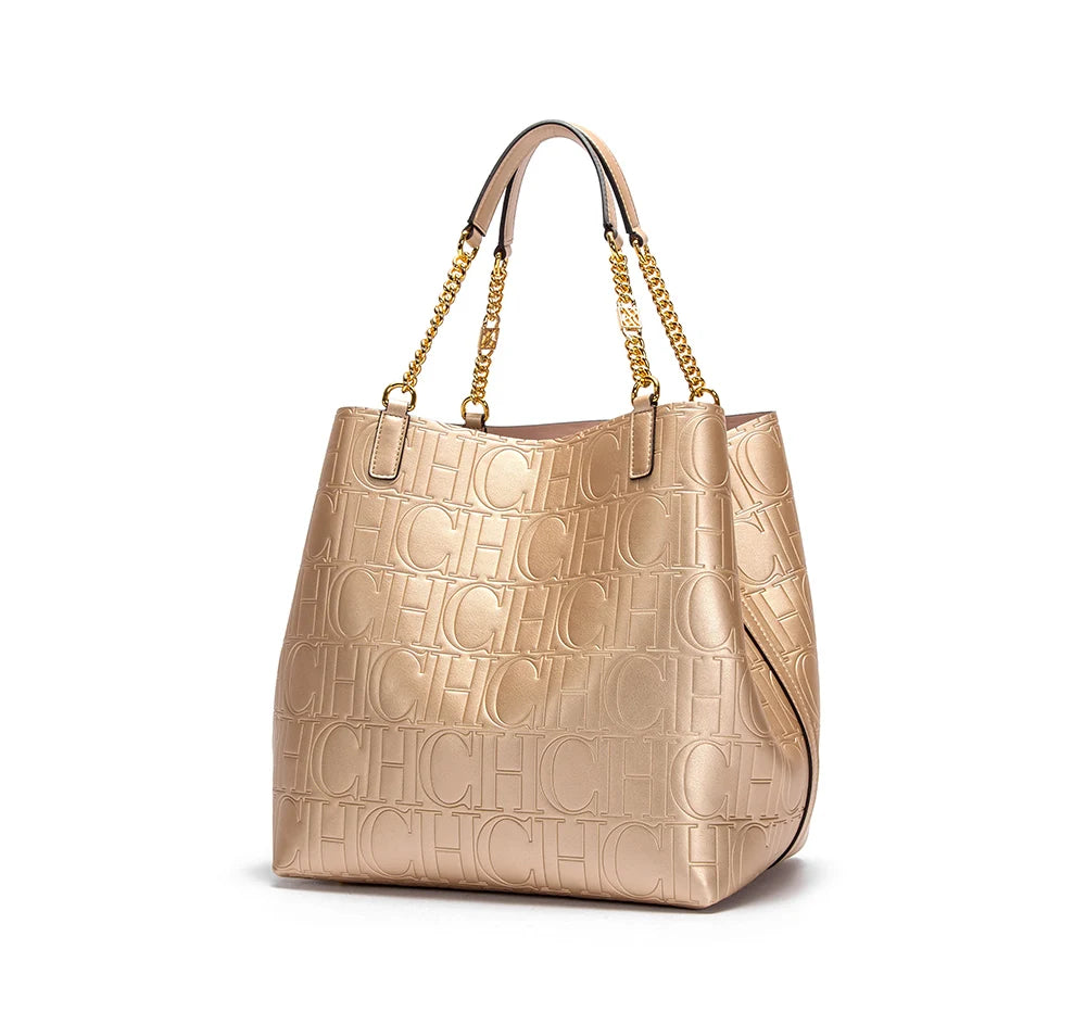 CH High Quality Solid Color Simple Style Women's Large Capacity Handbag Suitable Daily Commuting Fashionable Versatile