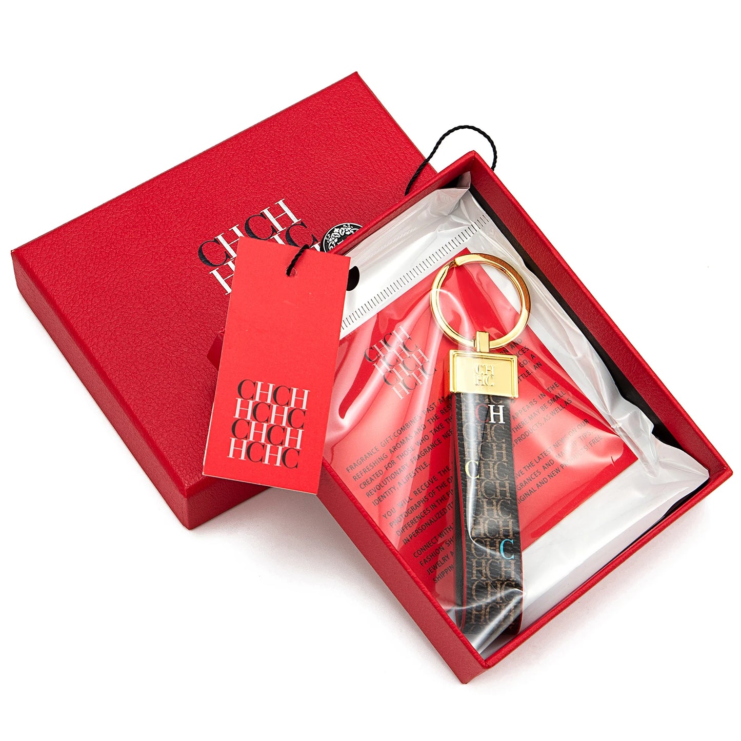 CH Niche High-end Keychain Leather Keychain Unique Printing Design Fashion Keychain Simple and Exquisite Style Gifts