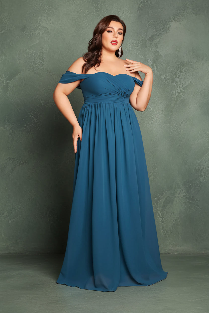 One Shoulder Pleated Chiffon Maxi Dress