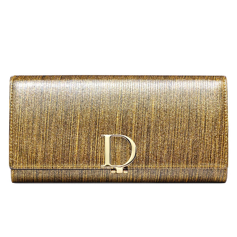 2025 New Women's Wallet, Long Wallet, Pearl D-Buckle, Large Capacity, Multiple Slots, Genuine Cowhide Wallet, Clutch Bag
