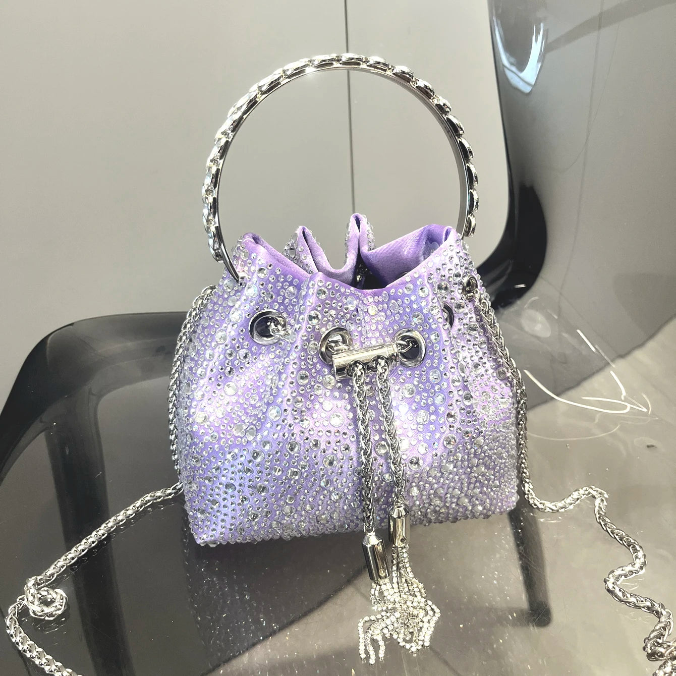 Handle Rhinestones Evening clutch Bag Purses and handbag luxury Designer shoulder bag Shiny Crystal Clutch purse bucket bag
