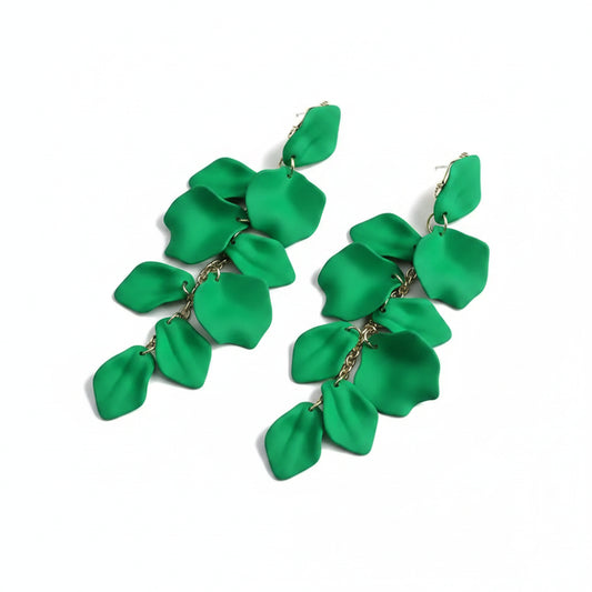 Korean Fashion Acrylic Petal Flower Tassel Dangle Earrings