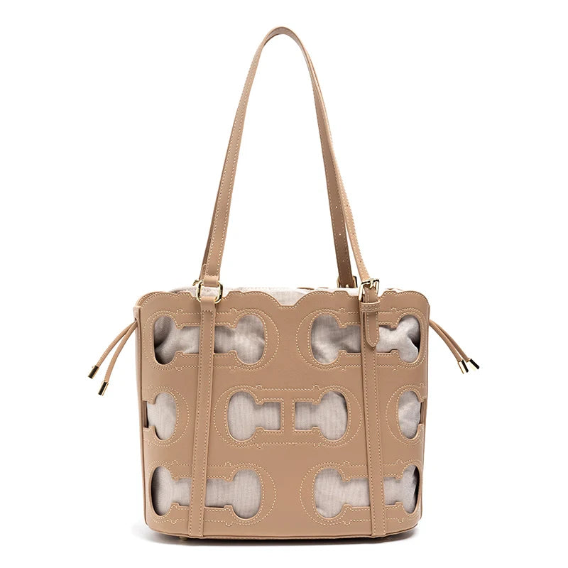CH Tote Bag Cutout Logo  Large Capacity Drawstring Shoulder Handbag Luxury brand designer Hollow Out Fashion Bucket Bag