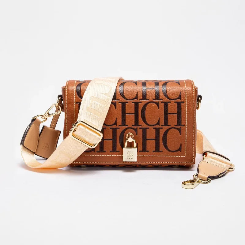 Fashion Design Model Metal Accessories Buckle Women's Shoulder Bag Luxury Brand 2025 New Fashion Solid Colour Printed Head Bag
