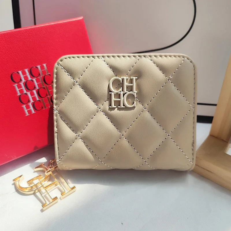 CH New Women's Wallet Exquisite Luxury Brand Short Solid Color Coin Women's Wallet High-quality PU Material Exquisite Brand Logo