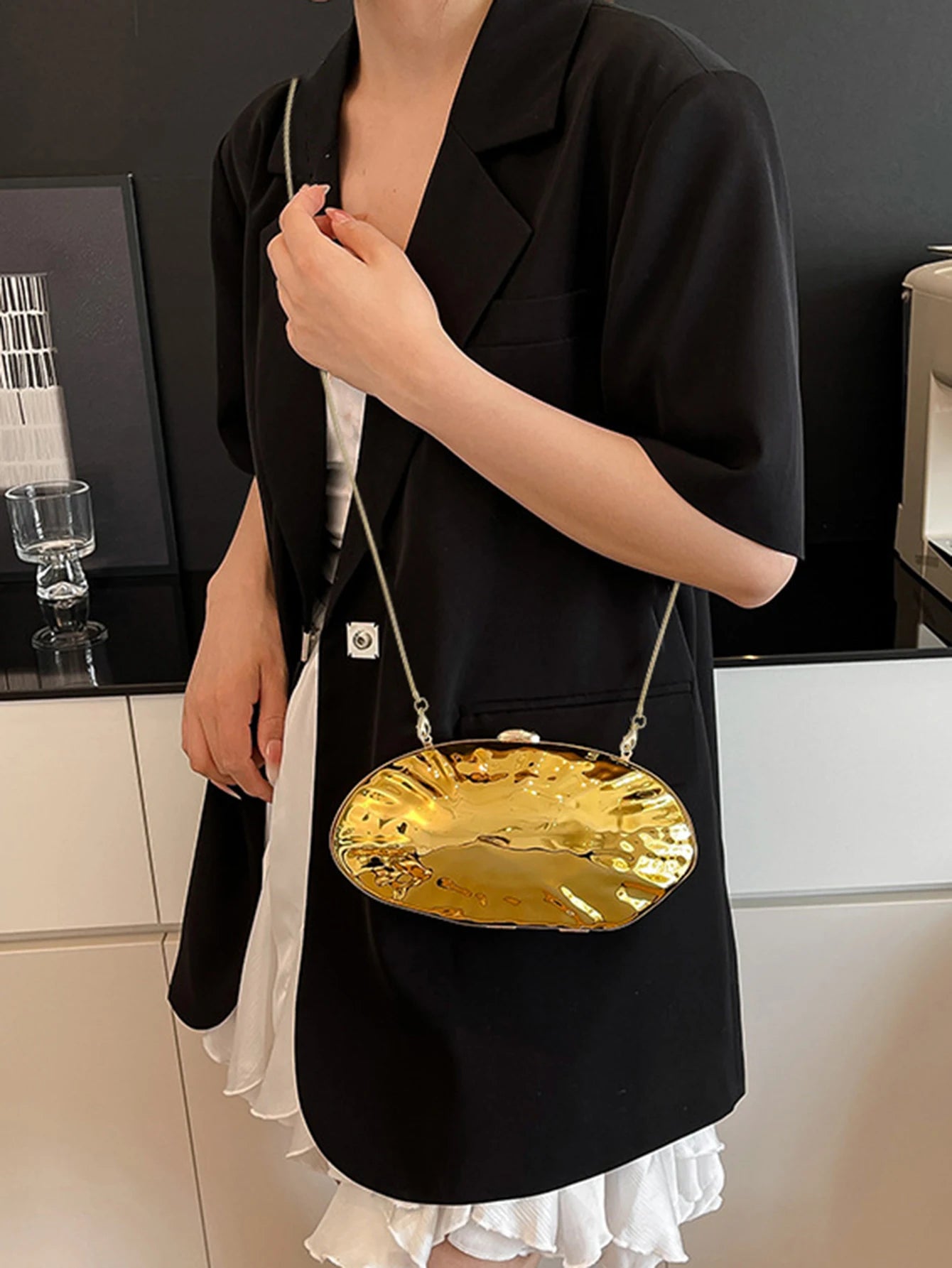 Shell Shaped Dinner Handbag Fashion Acrylic Chain Clutch Large Capacity Wallet New Banquet Party Women's Crossbody Shoulder Bag