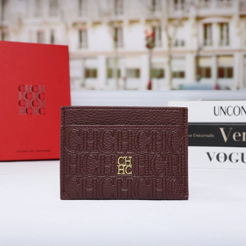 New Fashion CH Embossed Card Holder Slim Minimalist Credit Card Wallet for Women & Men Portable ID Card Case with Multiple Slots