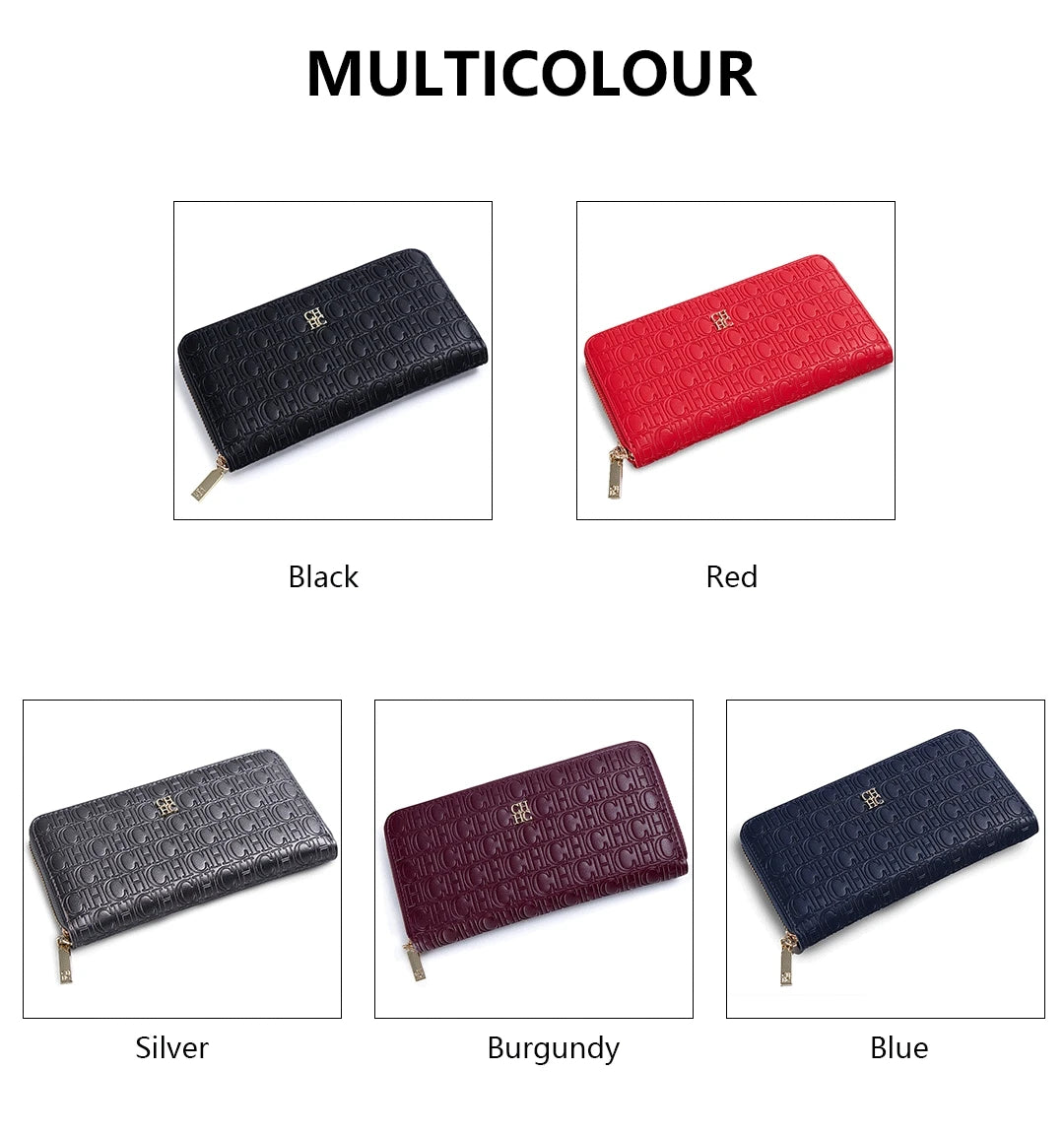 CH Women's Luxury Handbags Compact Wallet Minimalist Design with Embossed Initials Women's Coin Purse Portable Leather Wallet