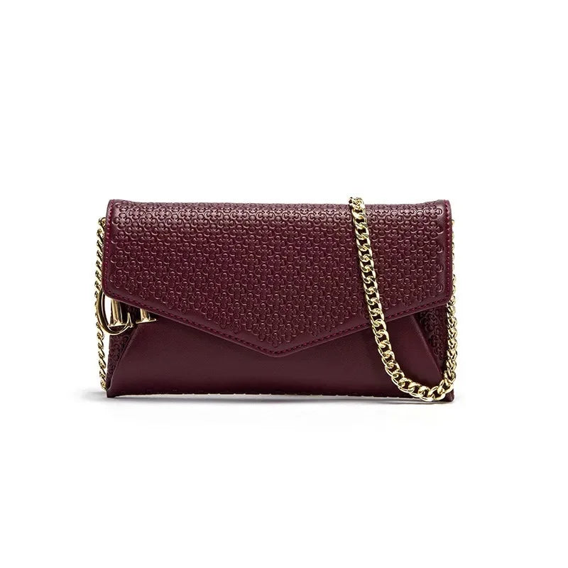 CH Women's Crossbody Bag Stylish Textured Leather Clutch Gold Chain Logo Detail Evening Party Purse Must Have Hot Sale