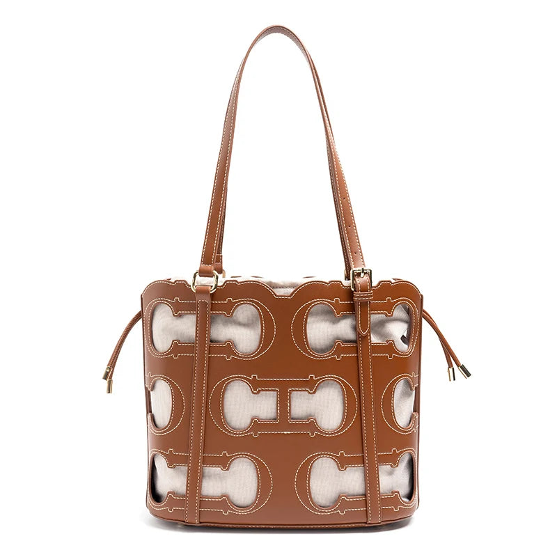 CH Tote Bag Cutout Logo  Large Capacity Drawstring Shoulder Handbag Luxury brand designer Hollow Out Fashion Bucket Bag