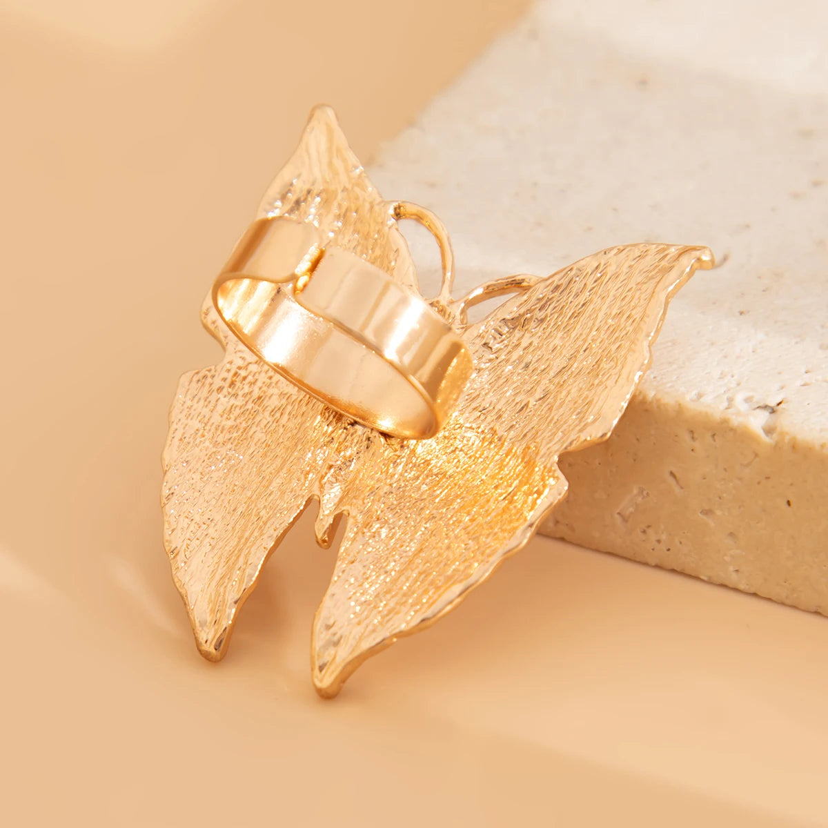 Salircon Vintage Exquisite Big Flower Butterfly Ring for Women Irregular Geometric Metal Finger Ring Female Jewelry Gift