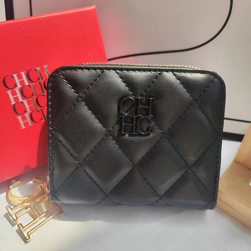 CH New Women's Wallet Exquisite Luxury Brand Short Solid Color Coin Women's Wallet High-quality PU Material Exquisite Brand Logo