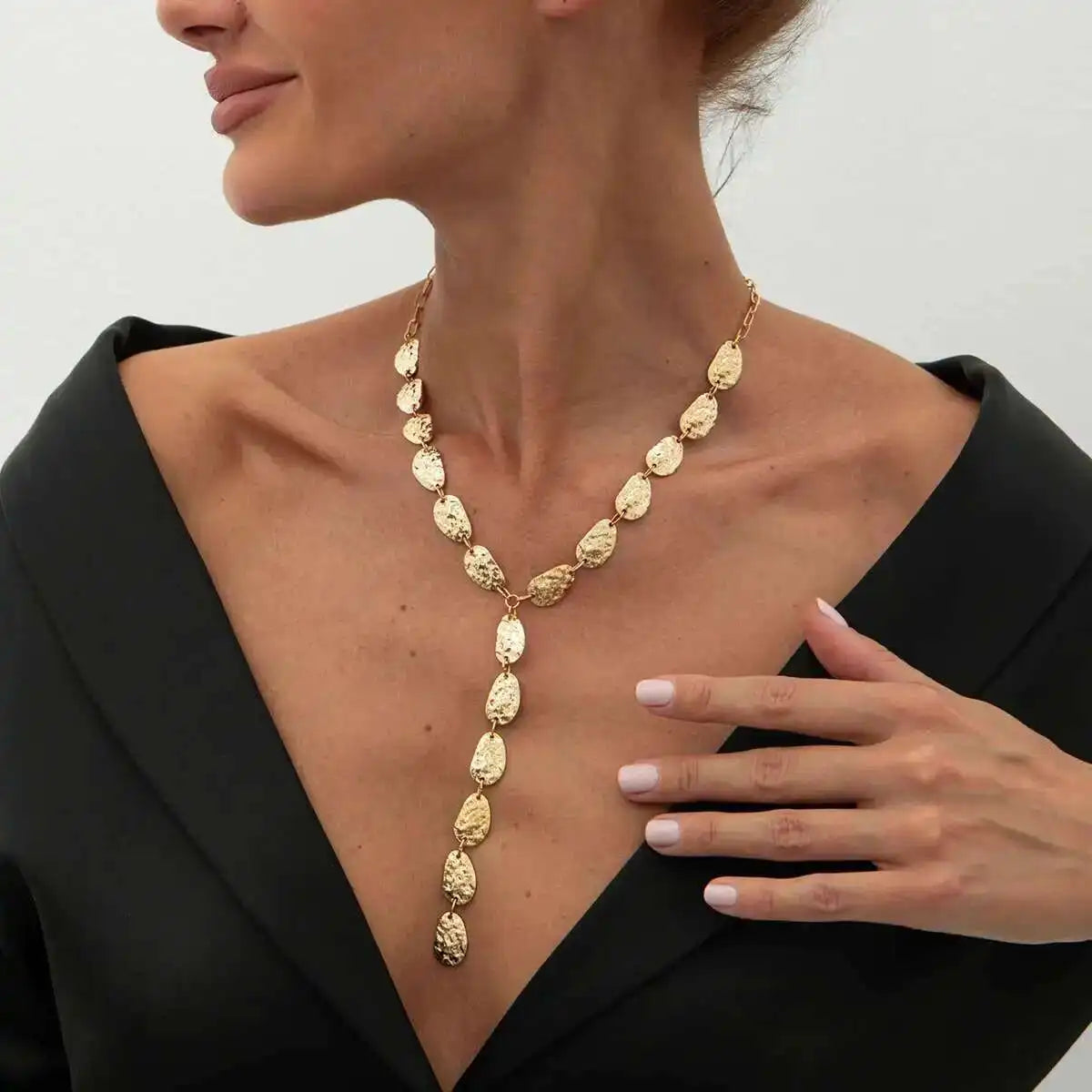 Salircon Vintage Irregular Baroque Y-shaped Necklace Women 2025 New Simple Geometric Pendant Necklace Daily Jewelry Accessories
