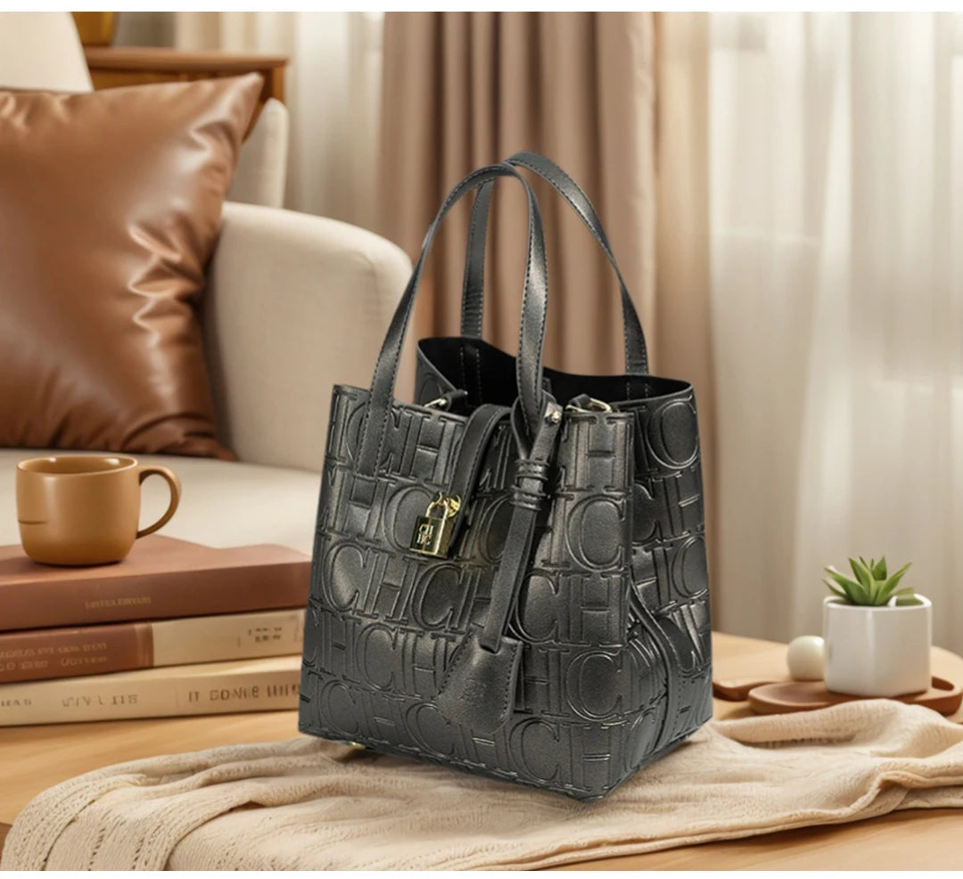 Classic PU Leather Bucket Tote Bag