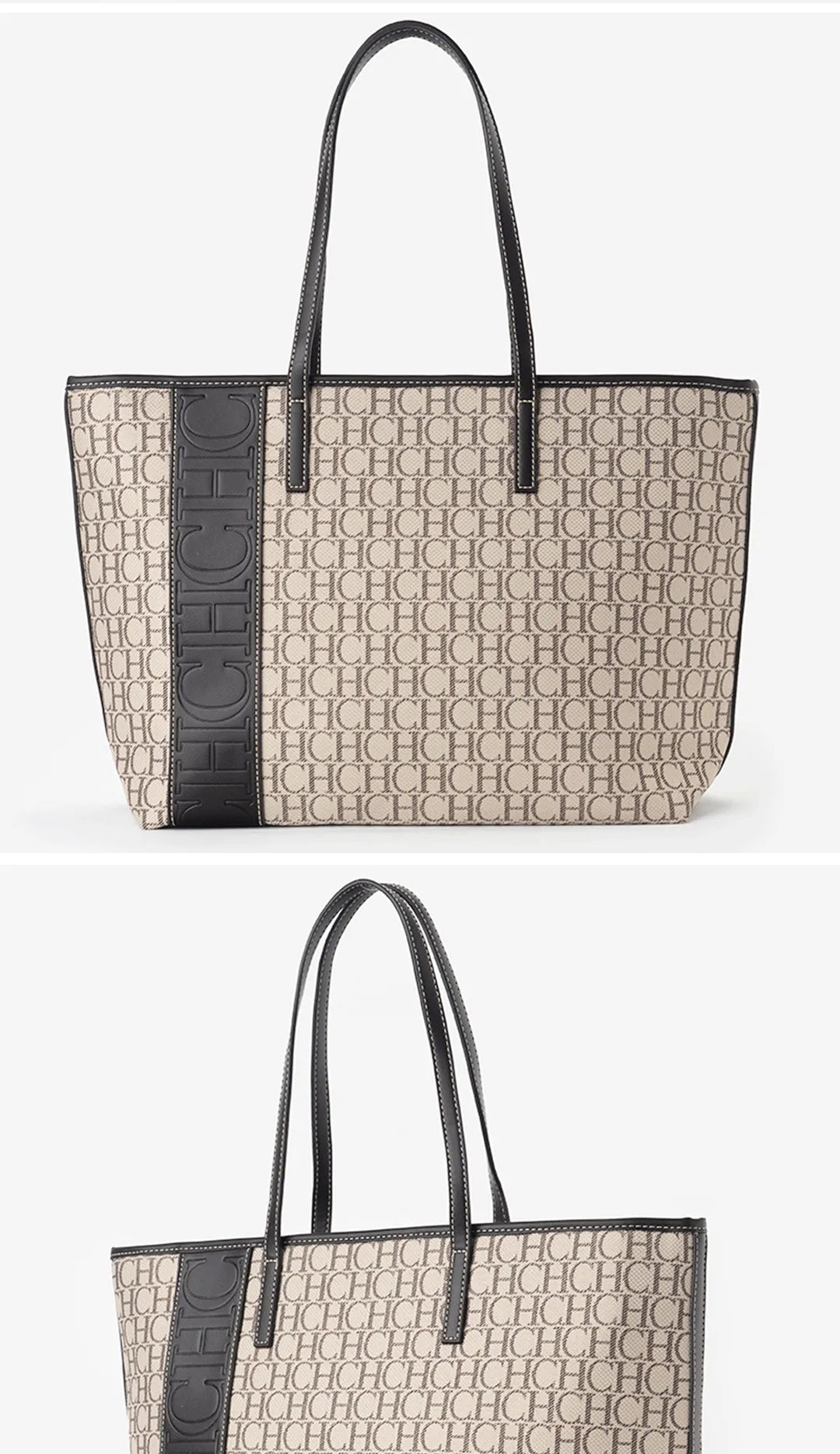 CH Women's Fashion Monogram Tote Bag, Large Capacity Shoulder Handbag, Casual Shopping Bag for Office and Travel