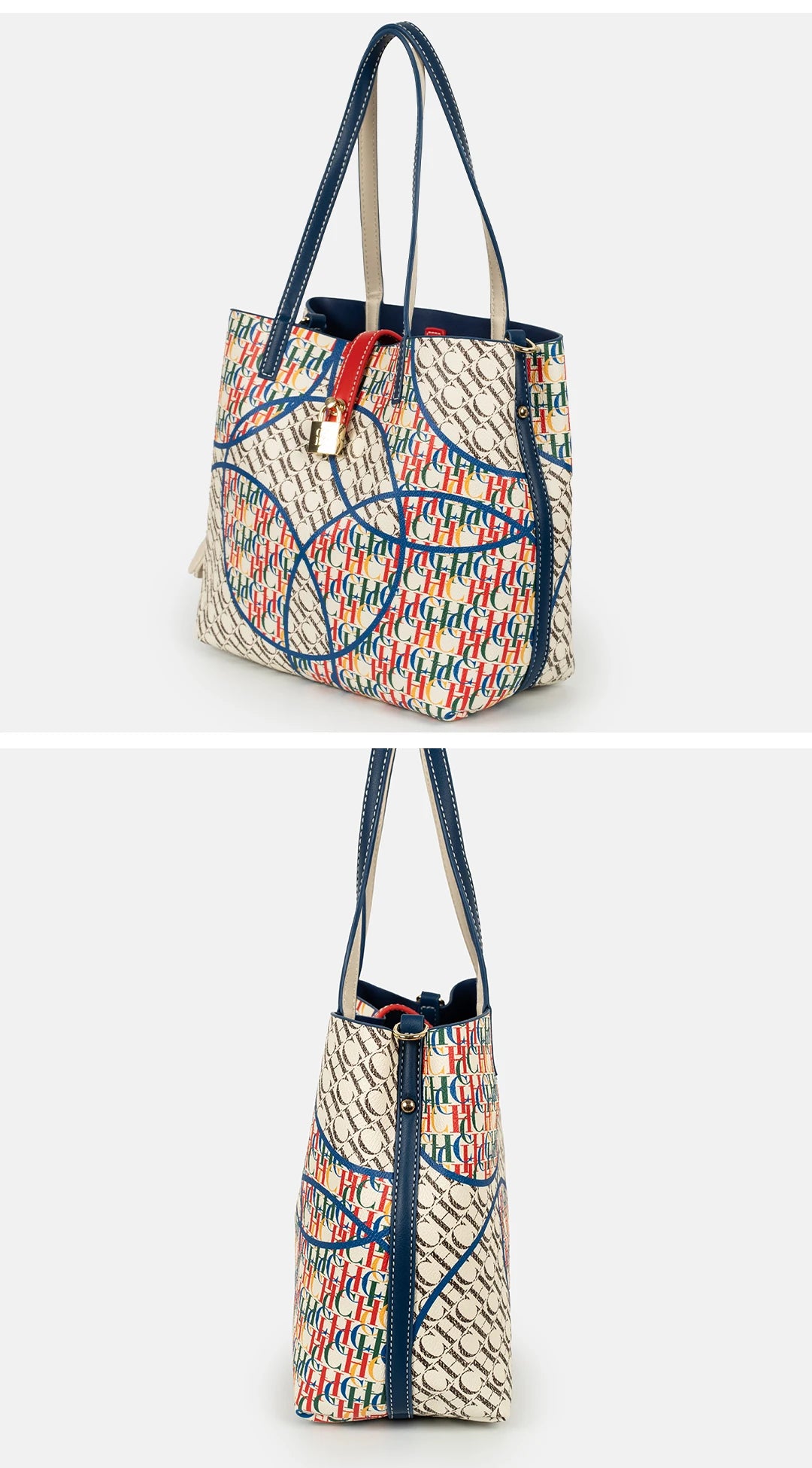 CH Tote Bag for Women Luxury Handbag New Colorful Letter Print Large Capacity Shoulder Bag Casual Shopper Bag with Lock