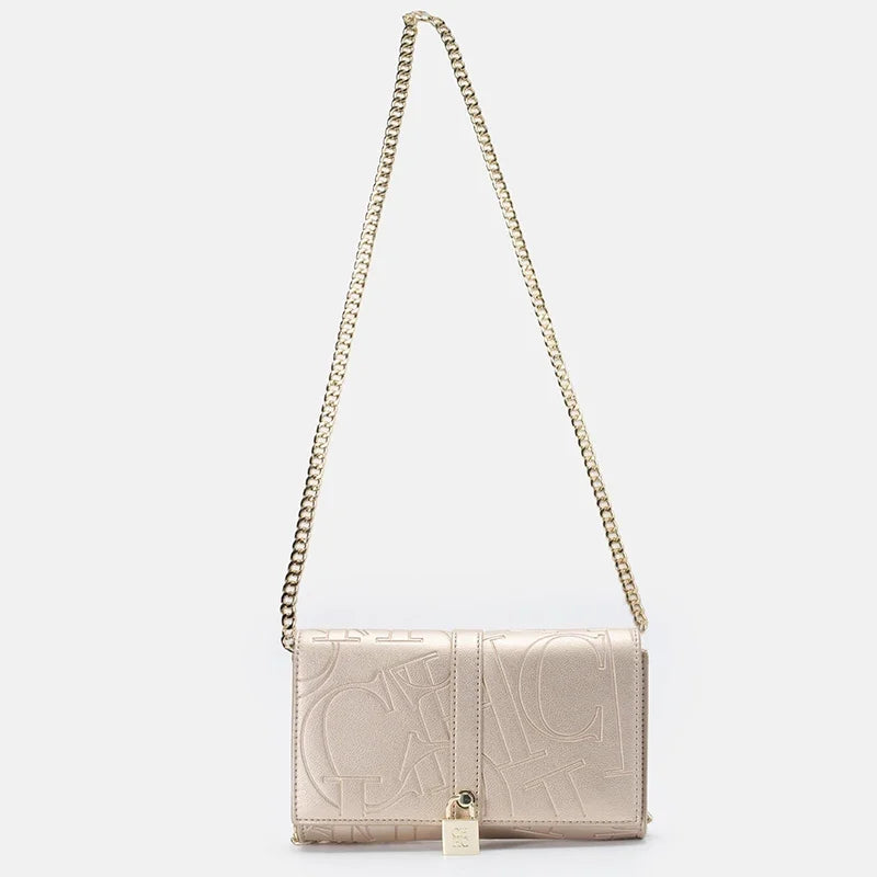 CH Chain Bag PU Material Solid Color Big Letter Print High Quality Lock Design Women's 2025 Designer New Shoulder Bag