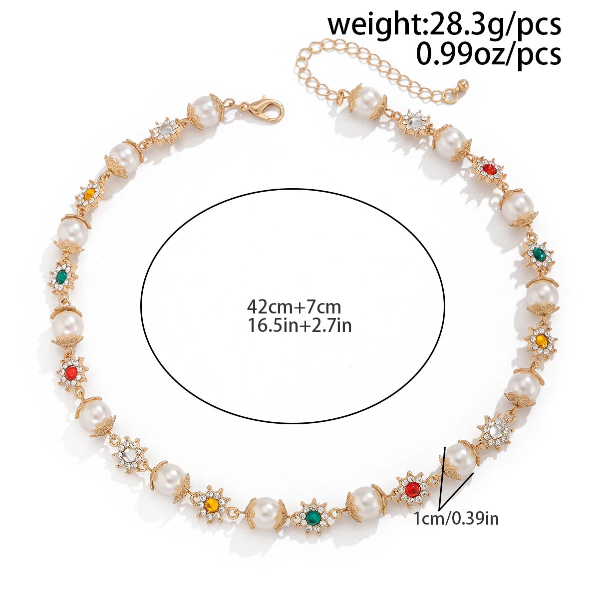Salircon Luxury Rhinestone Flowers Beads Choker Necklace for Women Elegant Imitation Pearl Clavicle Chain Wedding Party Jewelry