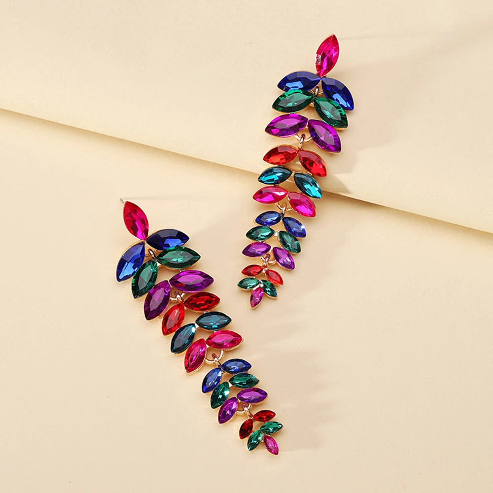 Leaf Shiny Glss Decor Dangle Drop Earrings
