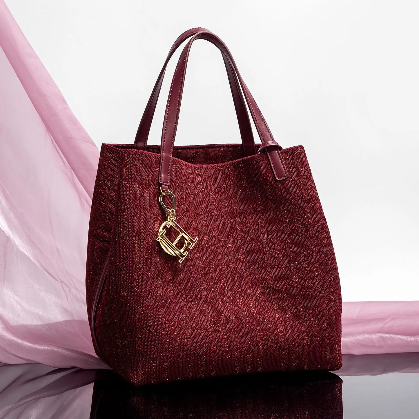 CH Trendy Solid-Color Women's Bucket Bag - Large Capacity Letter Print Design with Detachable Strap Inner Card Pockets Handbag