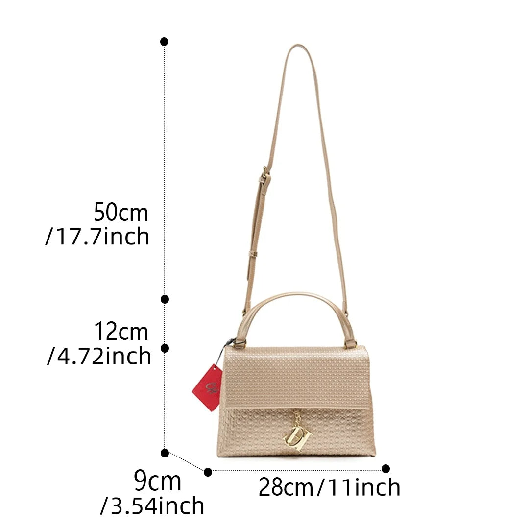CH Lightweight PU+TPU Handbag 28x12x9cm, 5 Color Zipper Compartment Purse, Compact Tote Bag for Phone & Wallet