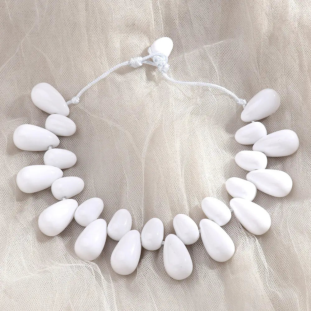 Handmade Colorful Resin Waterdrop Beaded Choker Necklaces for Women Exaggerated Acrylic Geometric Pendant Neck Boho Jewelry Gift